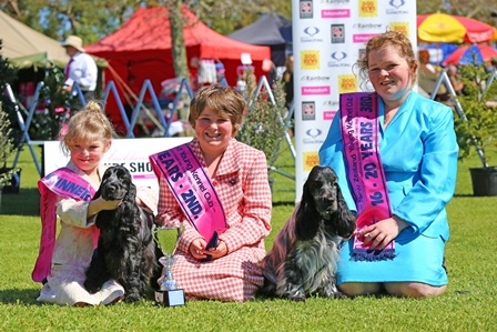 Ruby, Briar & Zoe - One of my favourite photos, with 3 of my girls winning at the Nationals on Ruby's 5th birthday and older sister Chelsea being an amazing kennel maid for all 3 girls !